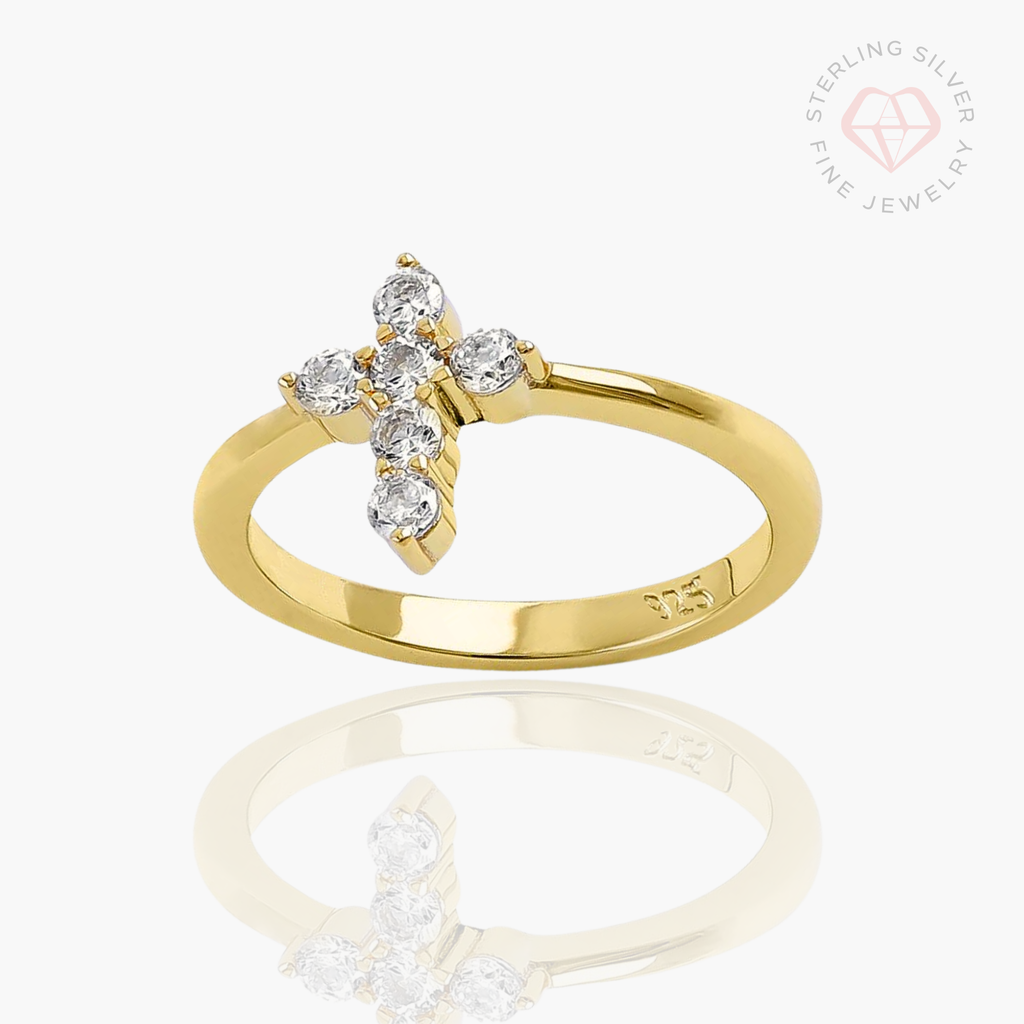 Calvary Cross Ring- Gold Vermeil & Sterling Silver