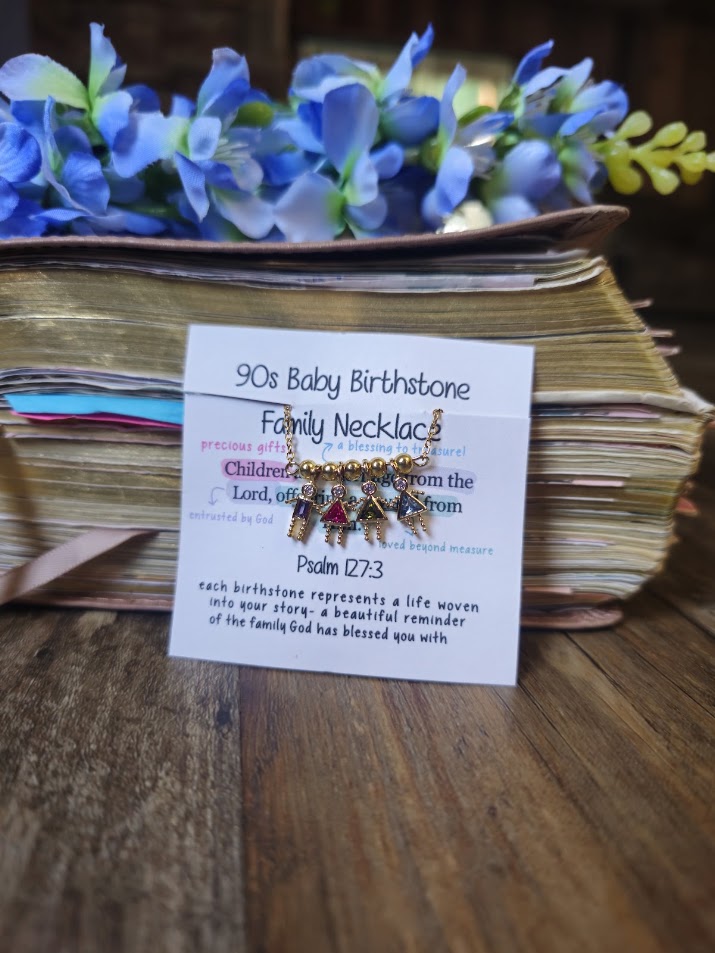 90s Baby Birthstone Family Necklace