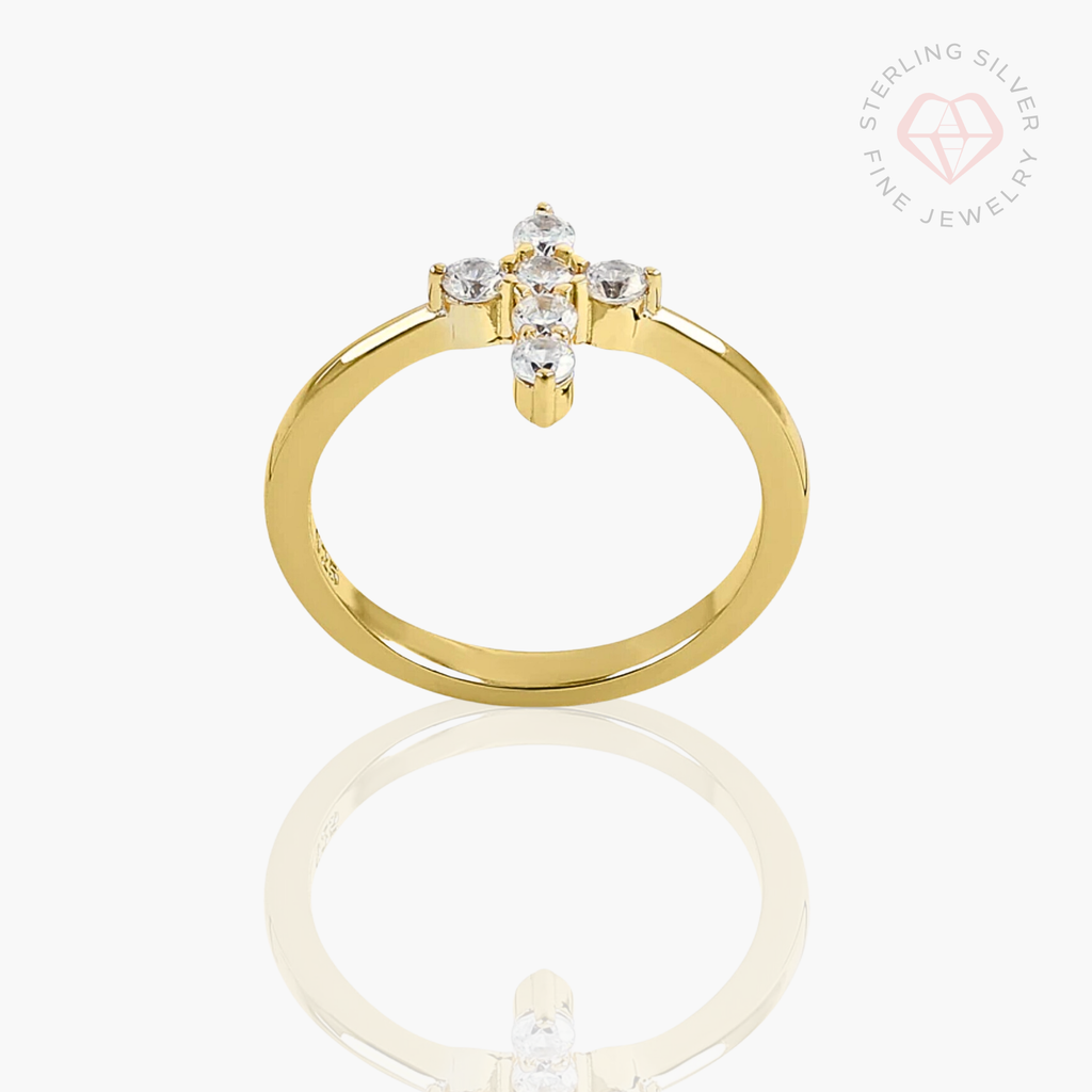 Calvary Cross Ring- Gold Vermeil & Sterling Silver