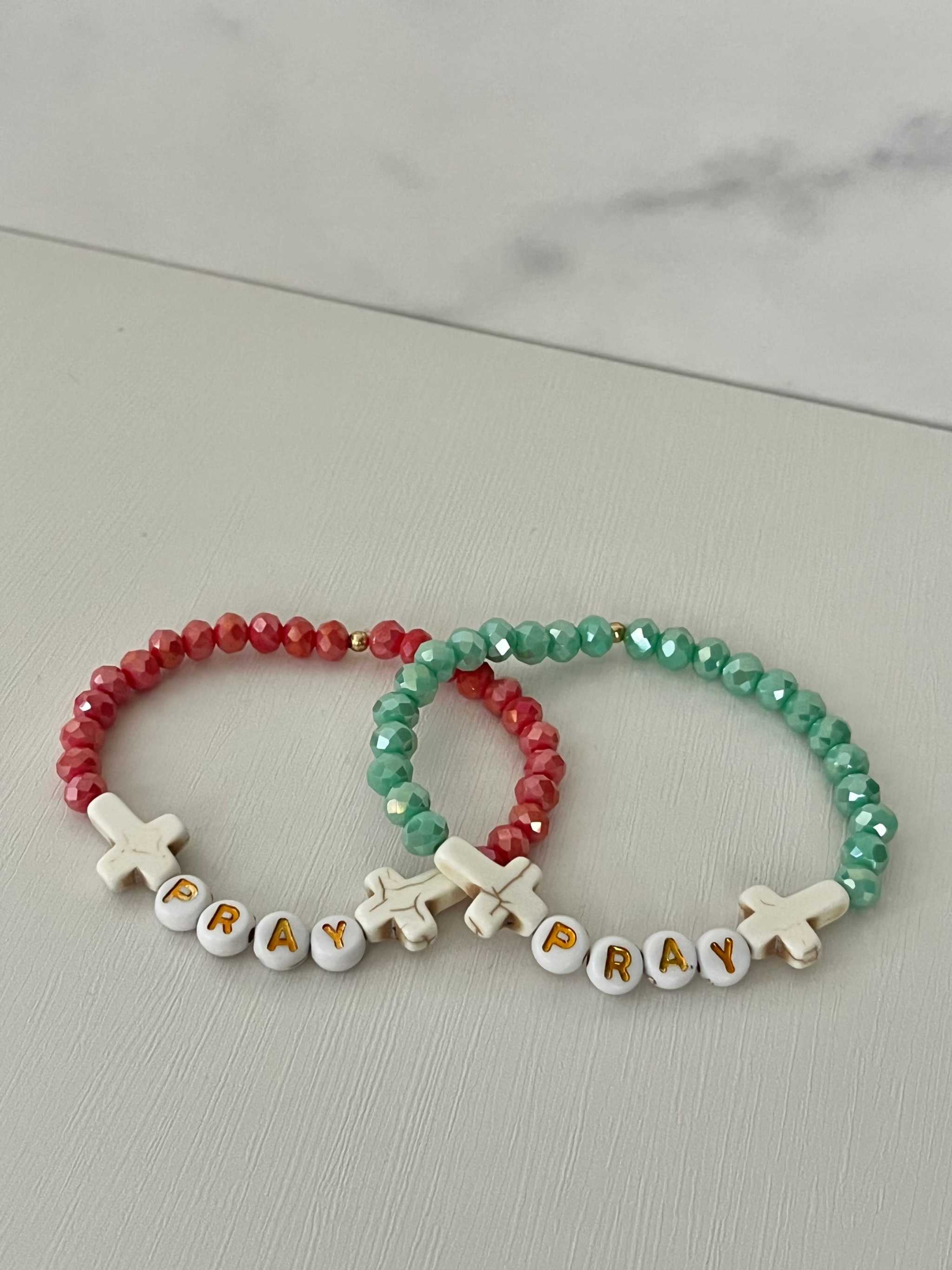 PRAY Mint Faceted Beaded Bracelet | Beautiful Faith-Inspired Jewelry