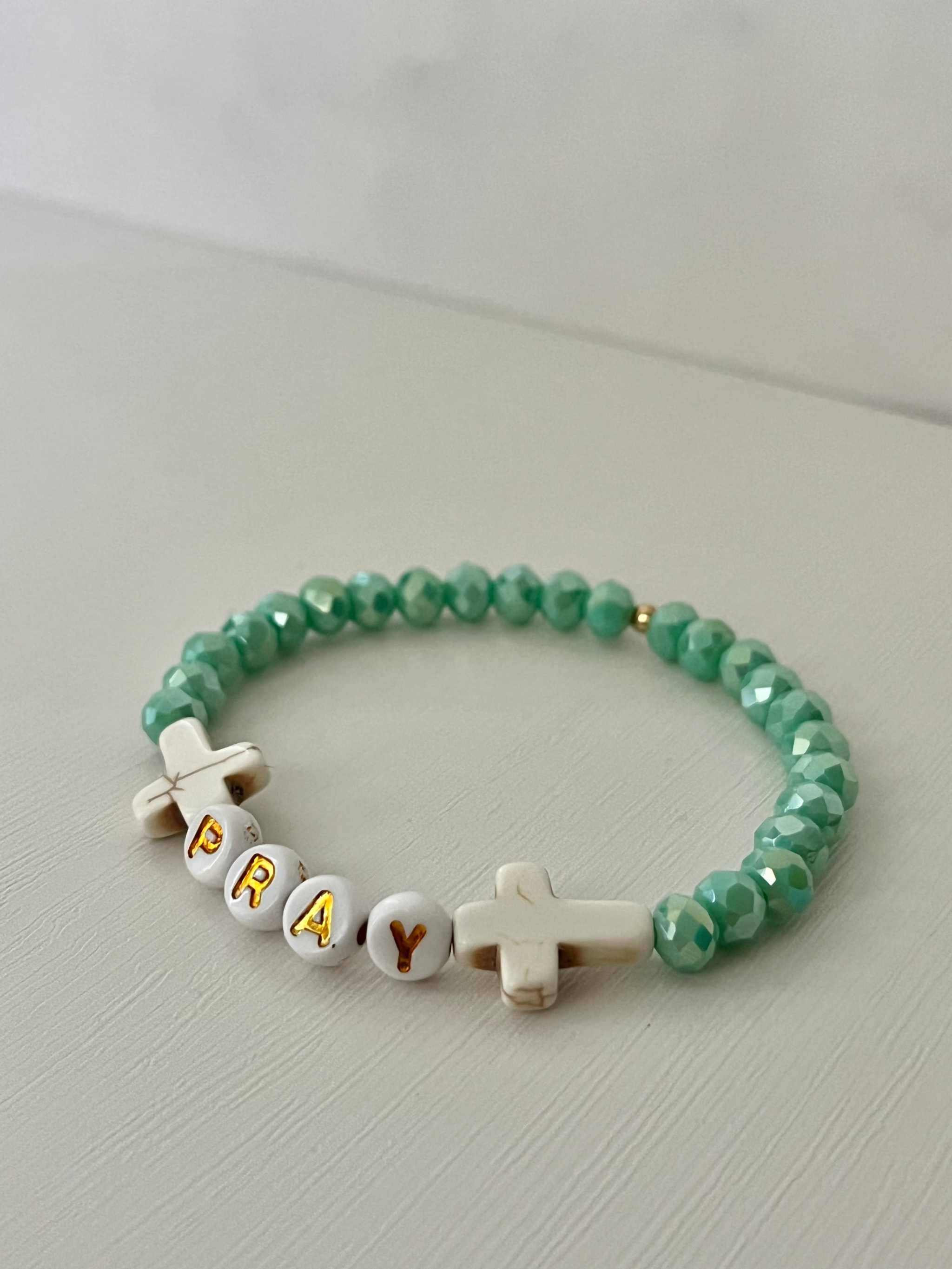 PRAY Mint Faceted Beaded Bracelet | Beautiful Faith-Inspired Jewelry