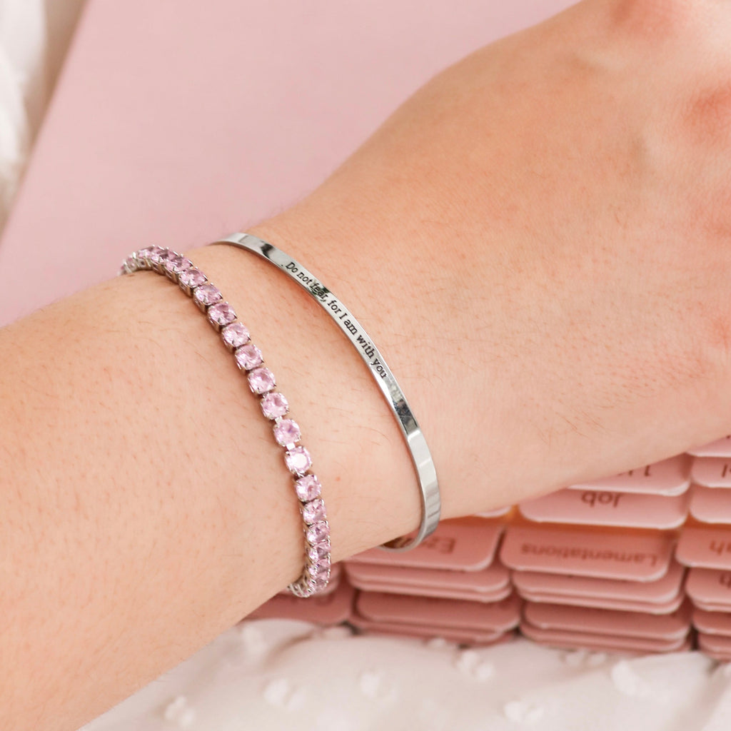 'Do not fear, for I am with you' Adjustable Bangle in Gold, Silver, and Rose Gold
