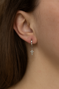 Silver Cross Huggie Earrings