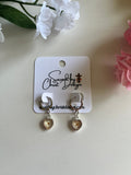 Heart Mustard Seed Huggie Earrings