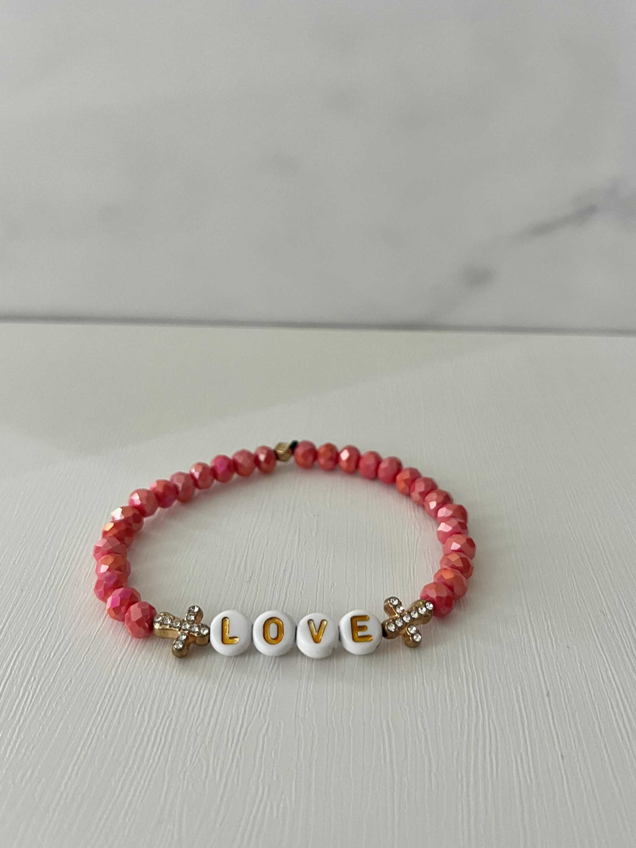Love Red Glass Bead Bracelet – Gold Cross Faith Jewelry