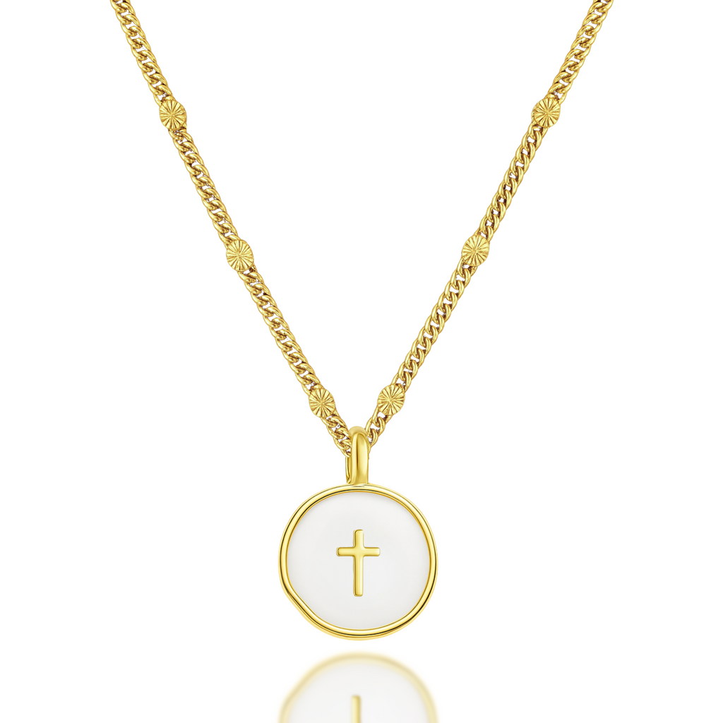 Agape Cross Necklace in Gold and Silver