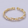 Isaiah 62:5 Ring - twisted gold open band with pearl accents