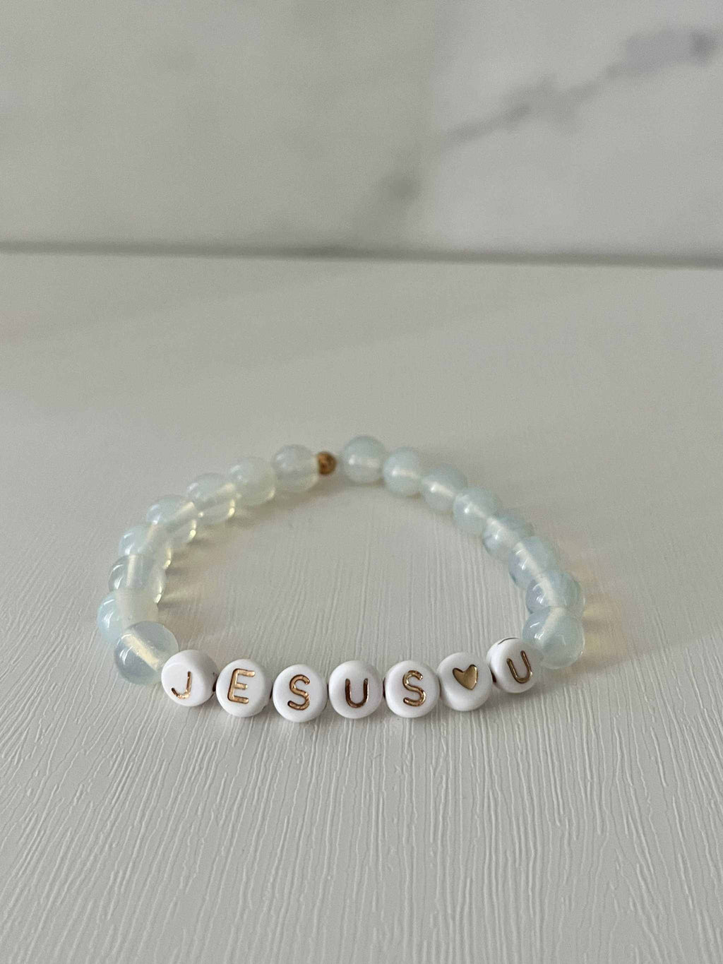 Jesus Loves U Bead Bracelet – Marble Faith-Inspired Jewelry