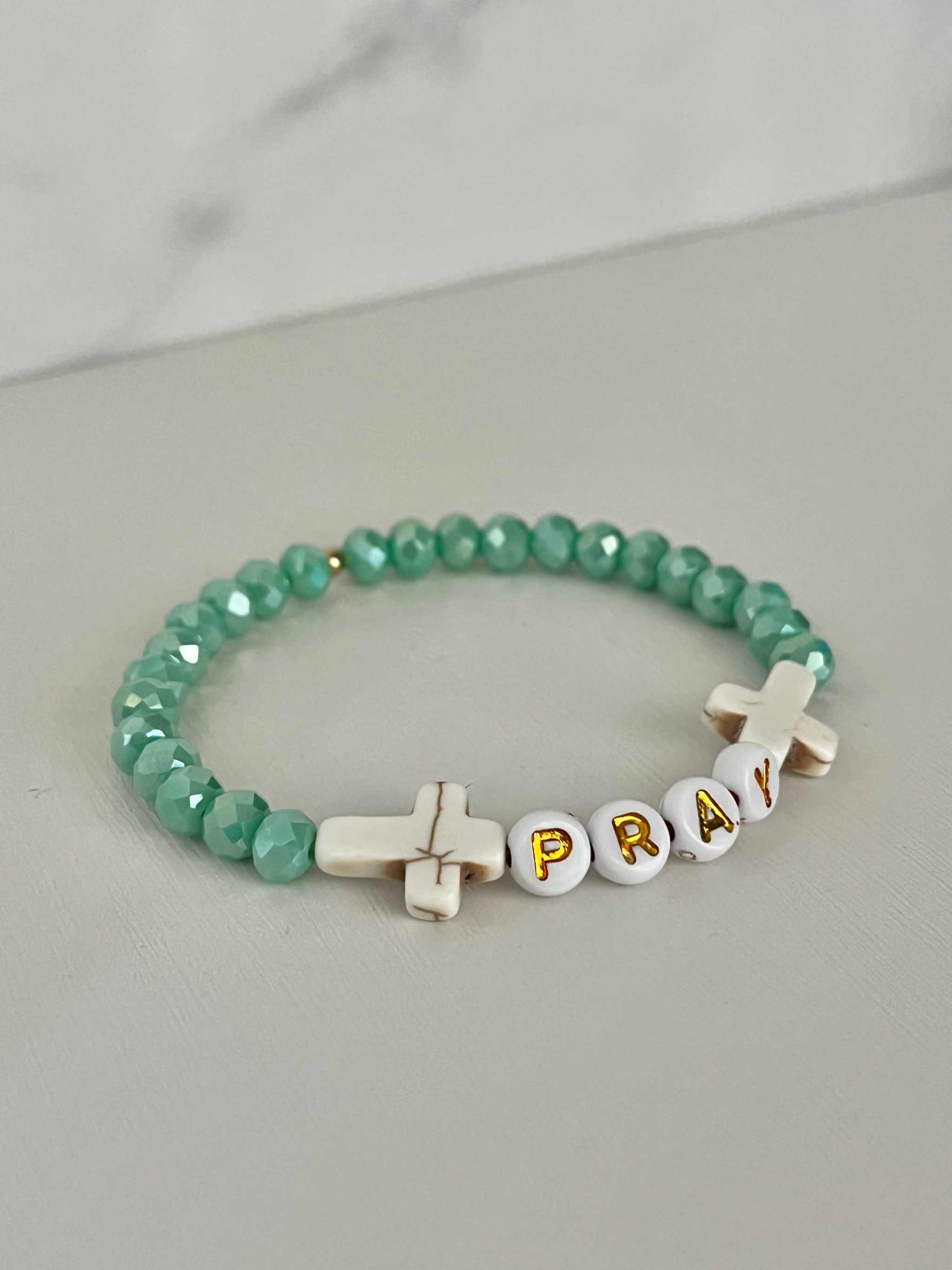 PRAY Mint Faceted Beaded Bracelet | Beautiful Faith-Inspired Jewelry
