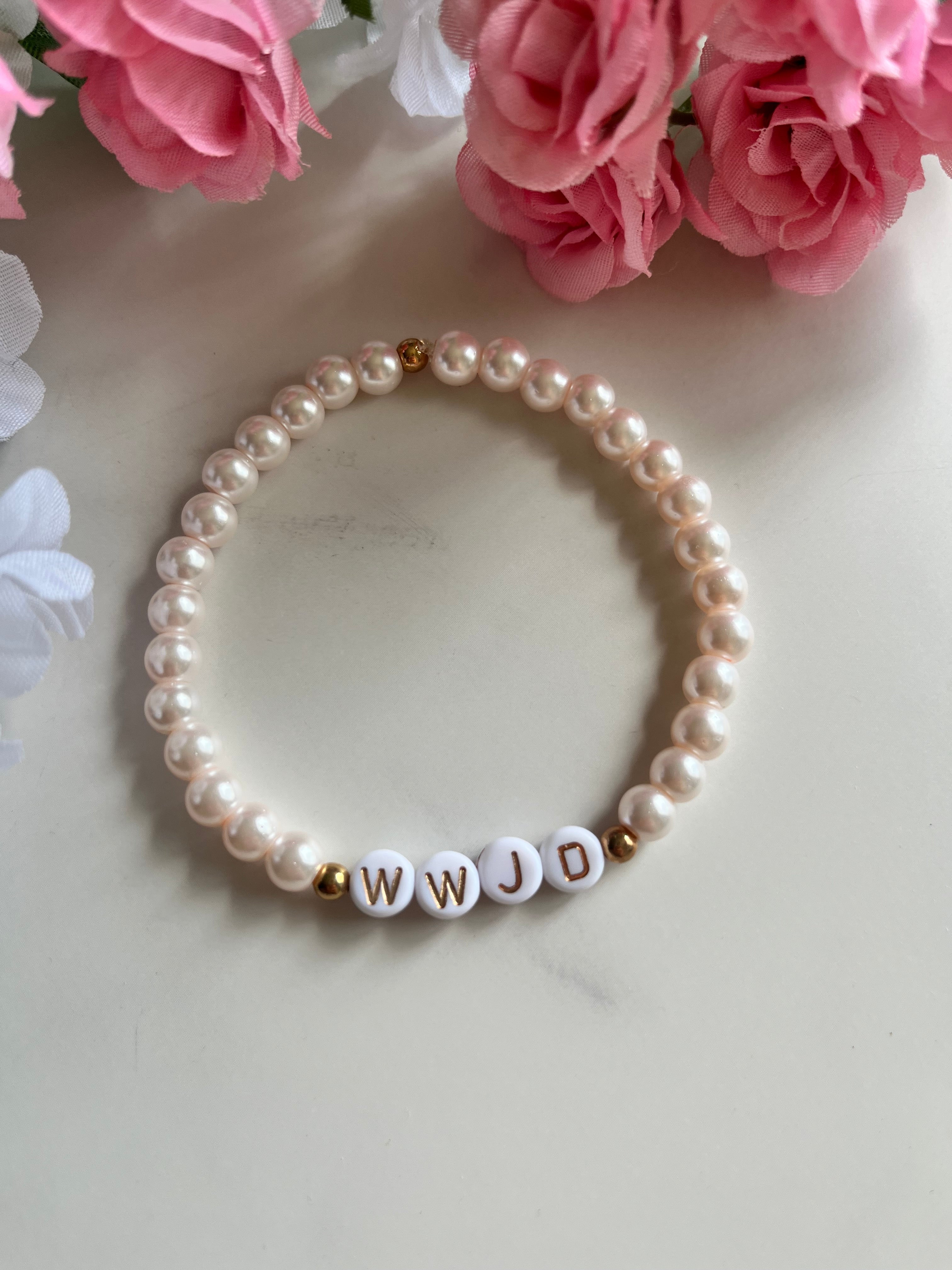 WWJD Bead Bracelet - Multi-Color Natural Stone Faith Jewelry