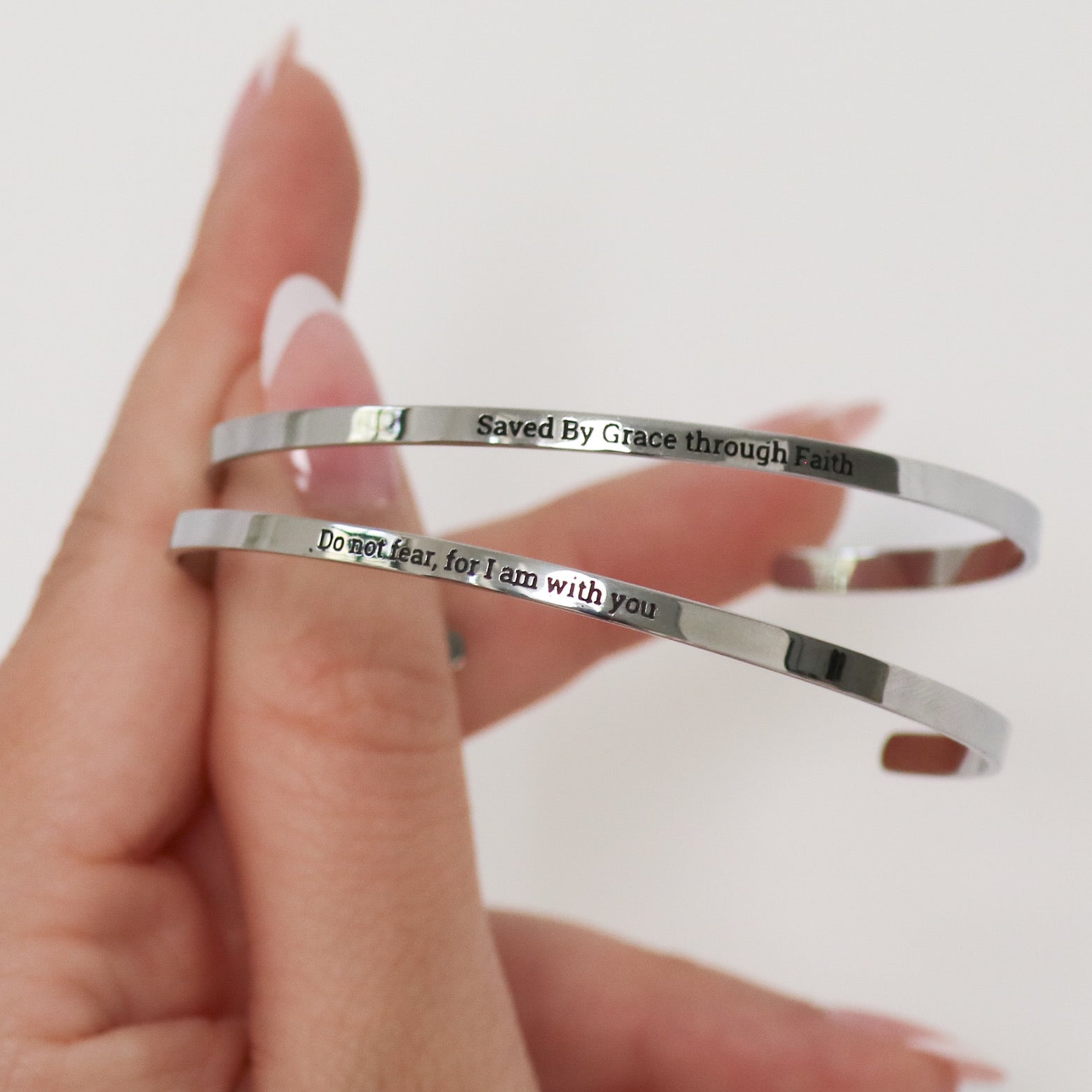 'Do not fear, for I am with you' Adjustable Bangle in Gold, Silver, and Rose Gold