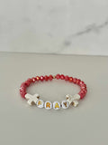 Pray Red Faceted Beaded Bracelet | Handmade Christian Jewelry
