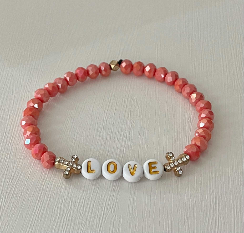 Love Red Glass Bead Bracelet – Gold Cross Faith Jewelry