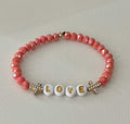 Love Red Glass Bead Bracelet – Gold Cross Faith Jewelry