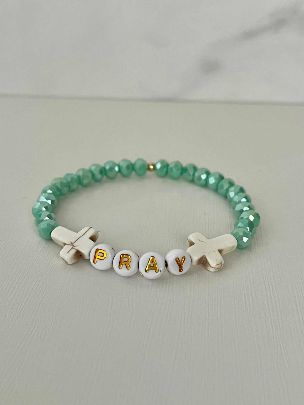 PRAY Mint Faceted Beaded Bracelet | Beautiful Faith-Inspired Jewelry
