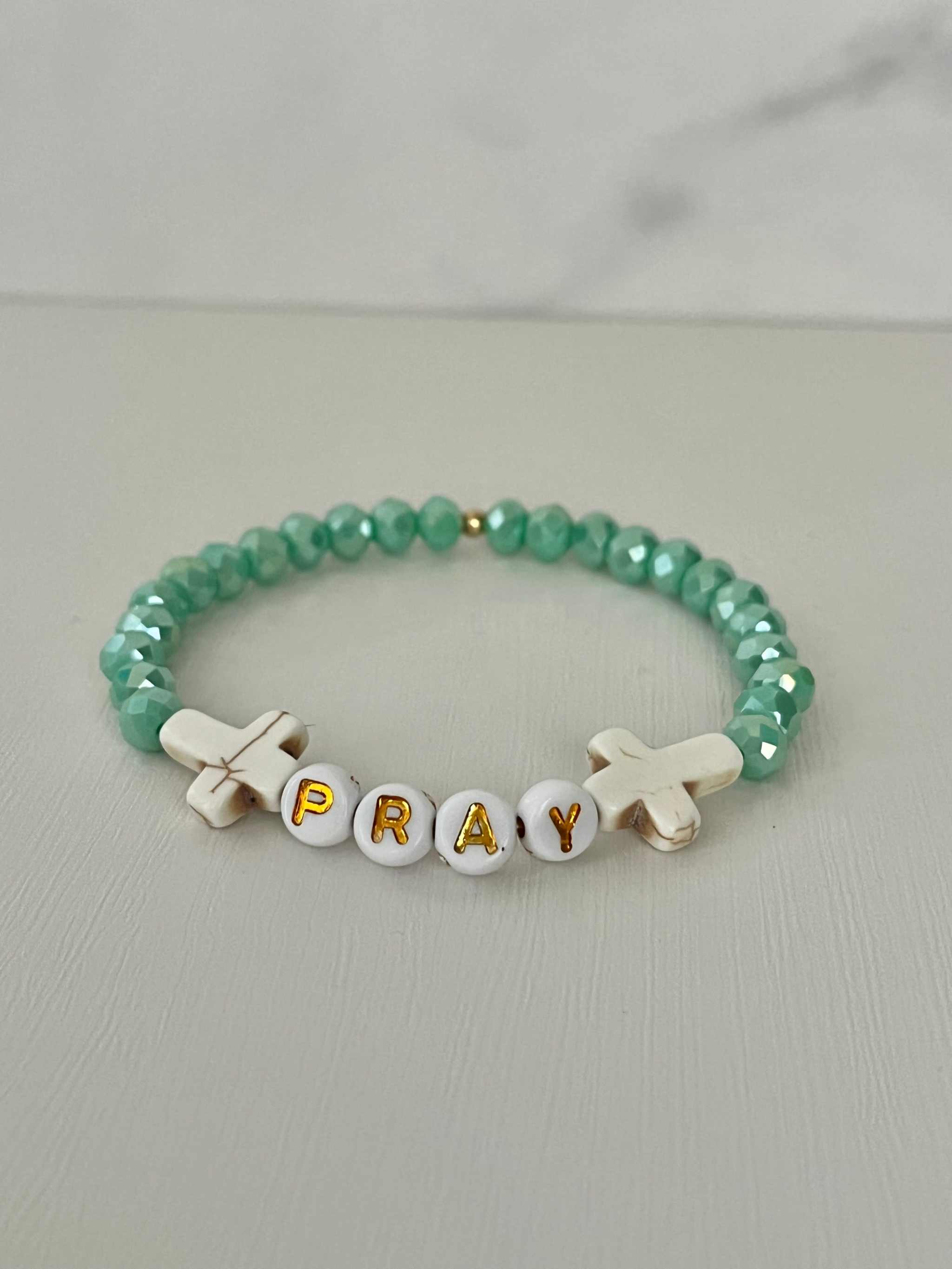 PRAY Mint Faceted Beaded Bracelet | Beautiful Faith-Inspired Jewelry