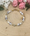 Freshwater Pearl Floral Cross Bead Bracelet