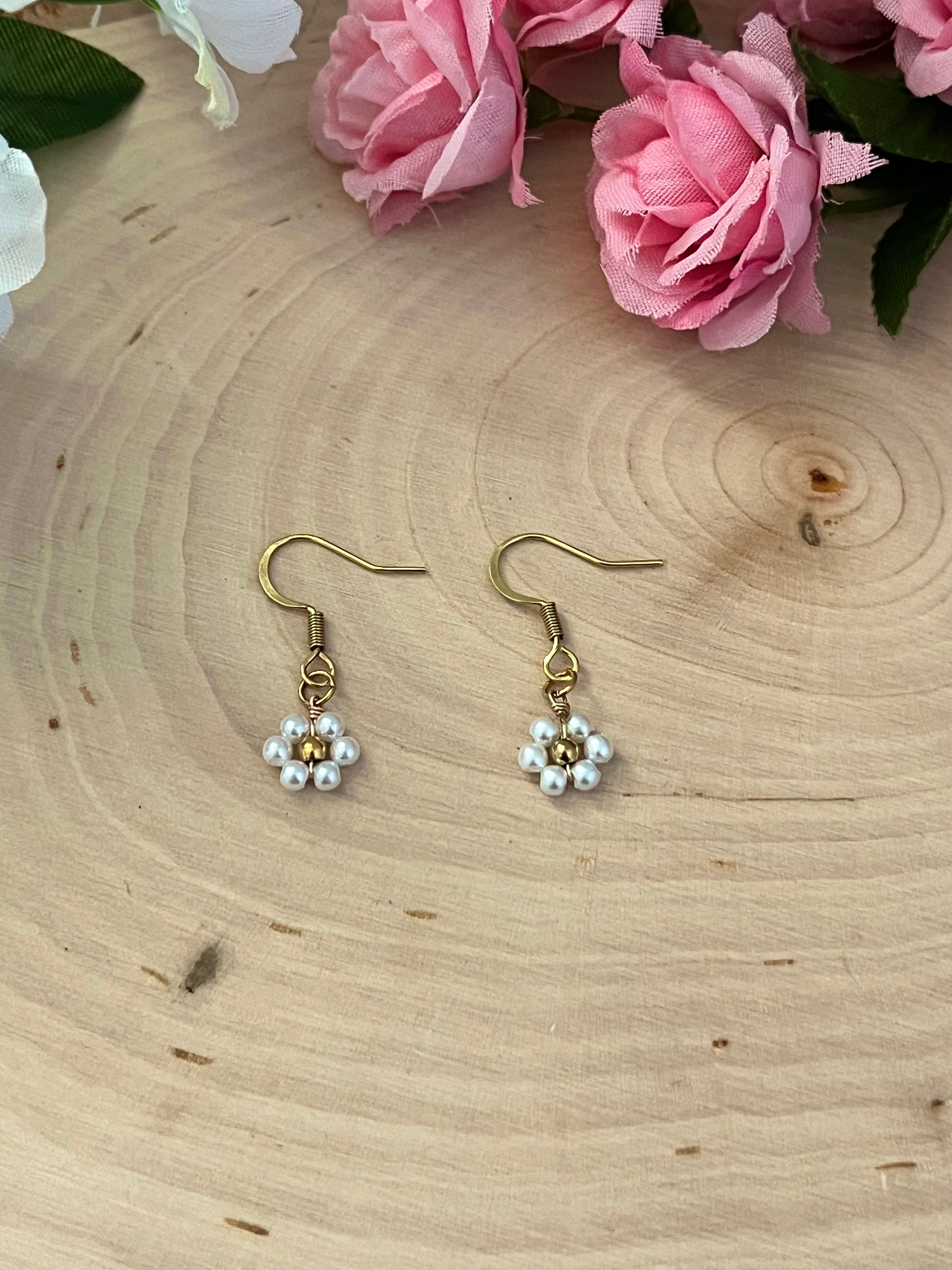 Gold Flower Earrings - Blooming in Faith Daisy Floral Gold Earrings