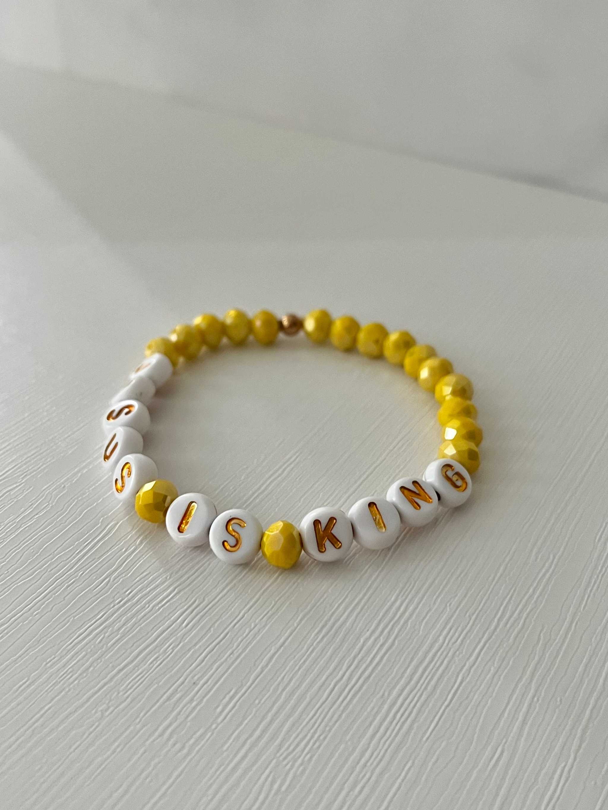 Jesus Is King Bead Bracelet – Vibrant Yellow Faith Jewelry