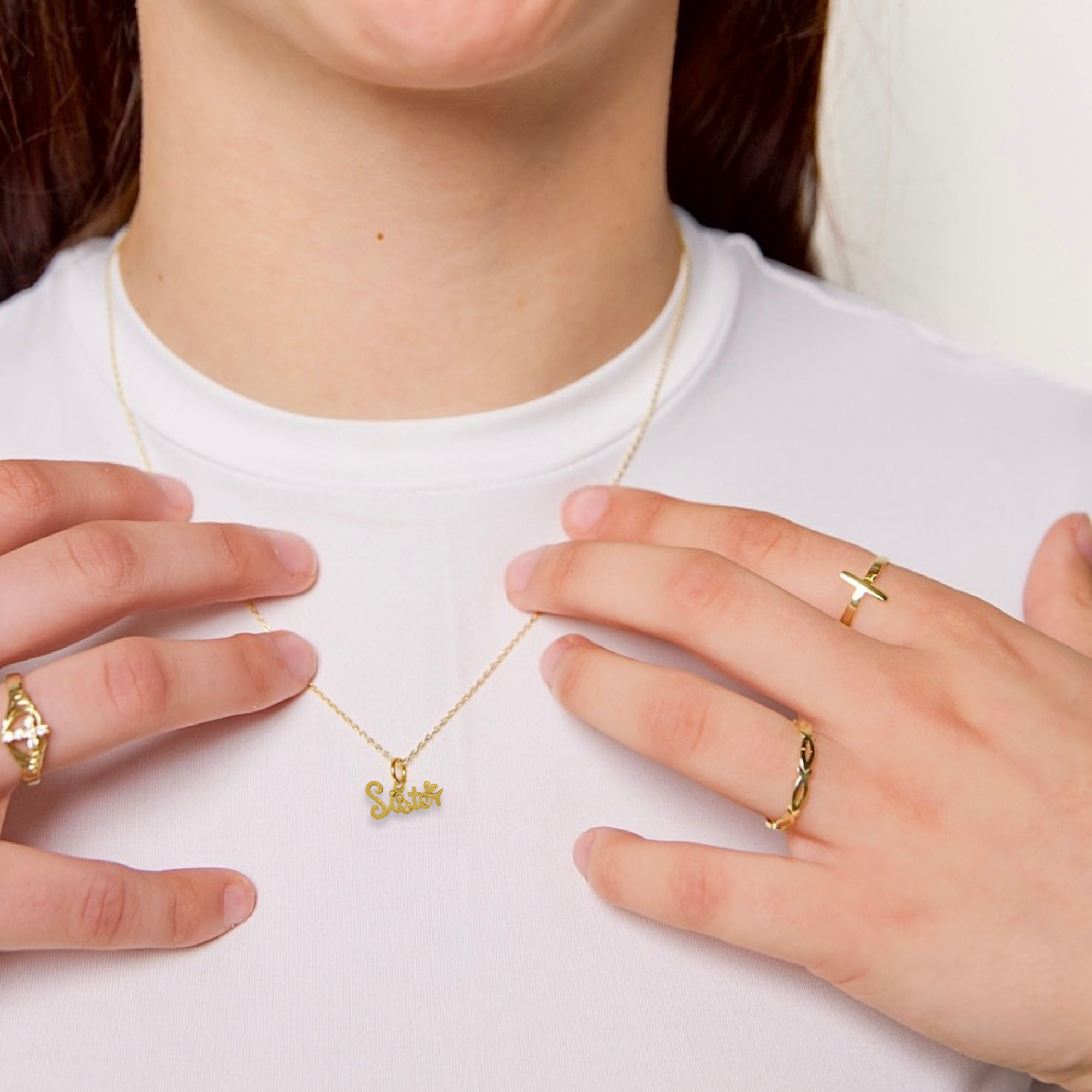 Sister in Christ Necklace- Gold Vermeil & Sterling Silver