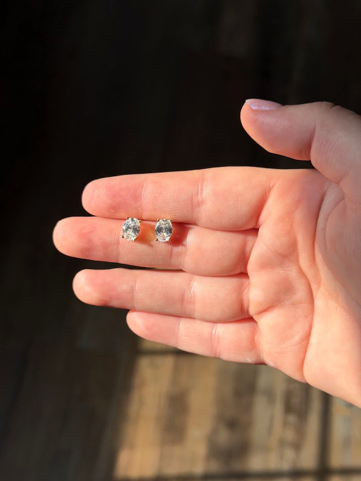The Esther Earrings - oval CZ solitaire stud earrings inspired by Esther 4:14