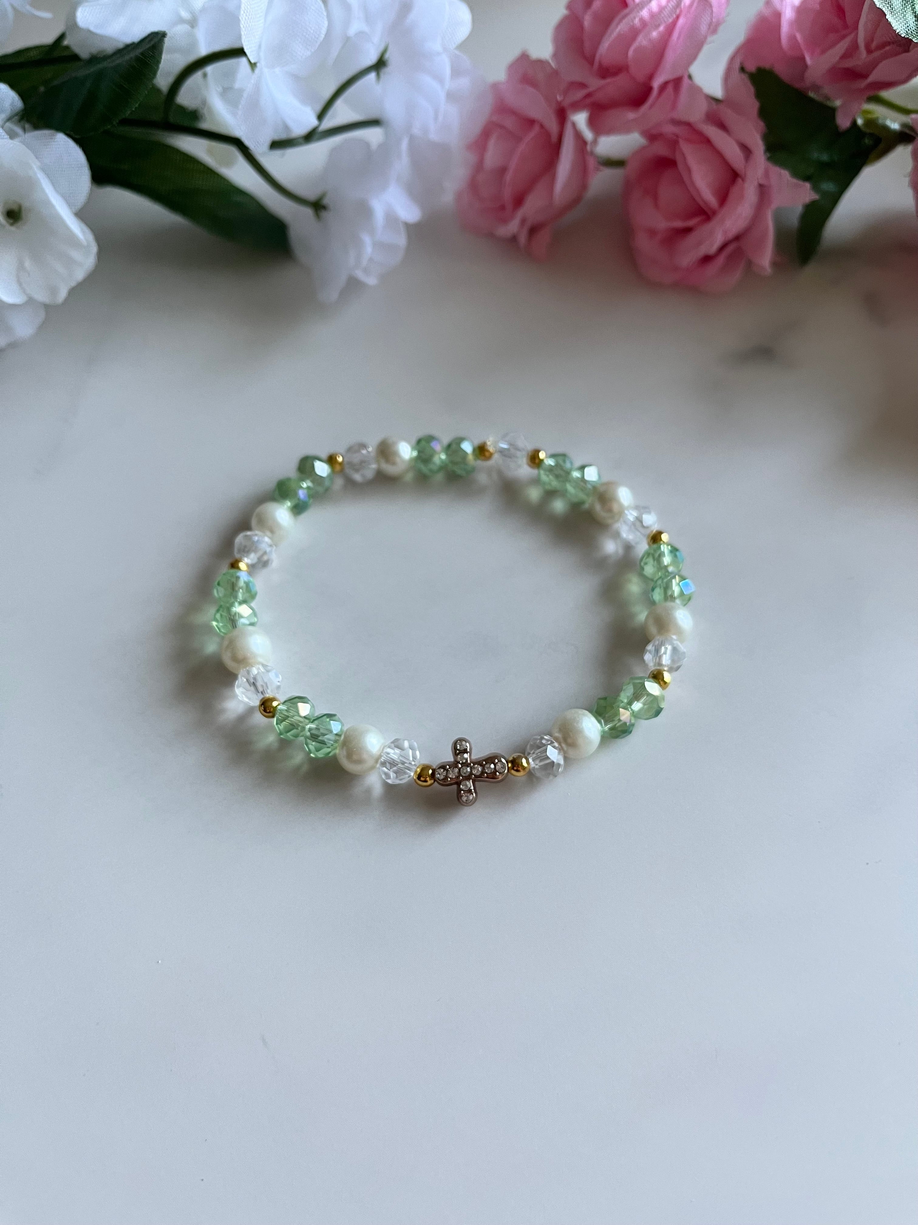 Pearl Cross Bracelet Collection Christian Jewelry